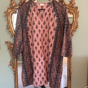 J. Jill Pink and Brown Patterned Tunic size small.